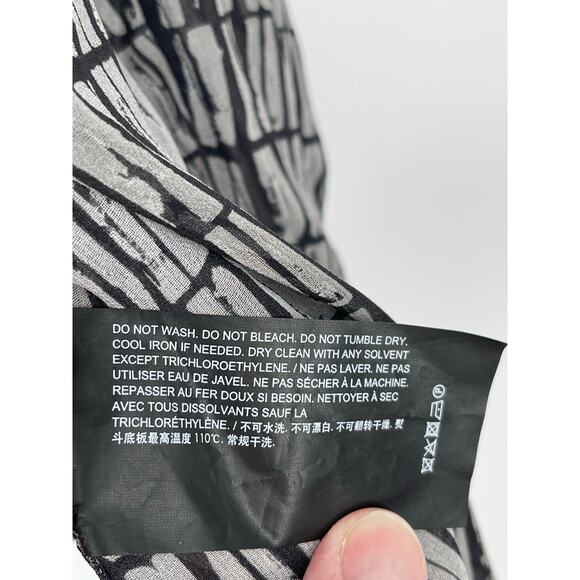 THEORY Printed Georgette Sheer Stripe Shirt Top Size Small Neutral Classic - Picture 5 of 6